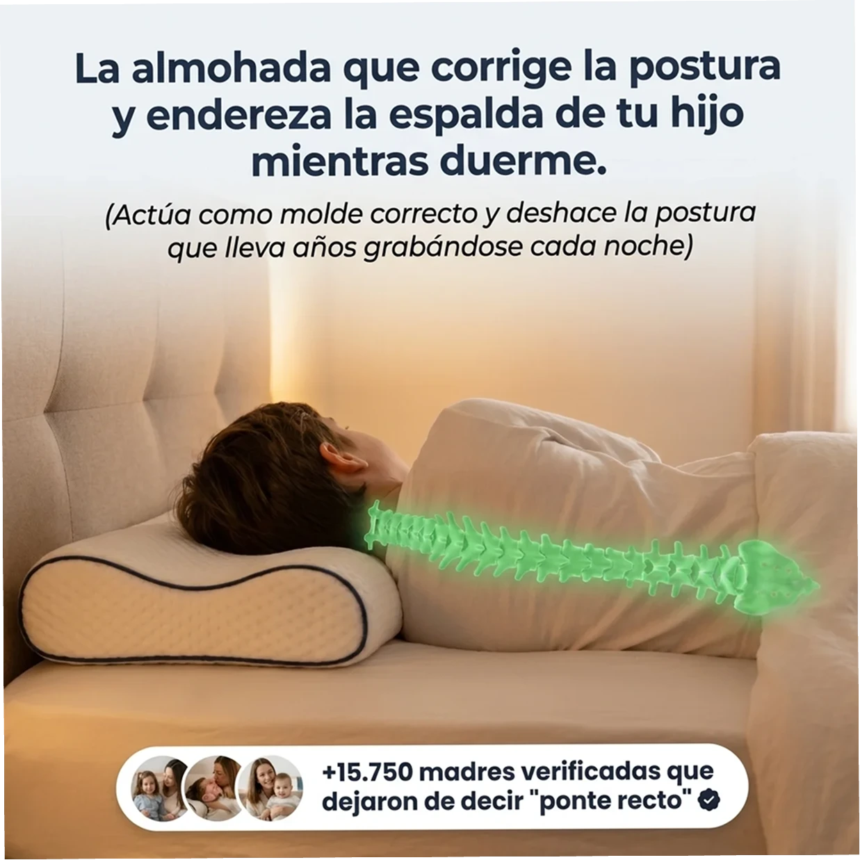 Dormidito Ergonomic - Almohada Ergonomica diseñada para Corregir y enderezar la Espalda de tu Hijo