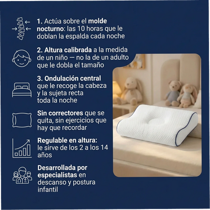 Dormidito  - Almohada Ergonomica diseñada para Corregir y enderezar la Espalda de tu Hijo