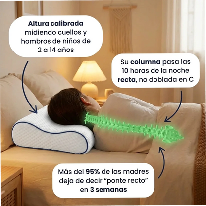 Dormidito  - Almohada Ergonomica diseñada para Corregir y enderezar la Espalda de tu Hijo
