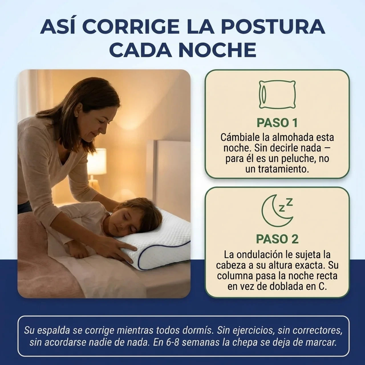 Dormidito Ergonomic - Almohada Ergonomica diseñada para Corregir y enderezar la Espalda de tu Hijo