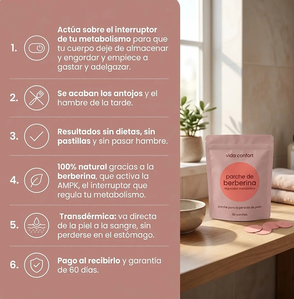 Parches de Berberina Para la Perdida de Peso y Control del Metabolismo - Vida Confort®