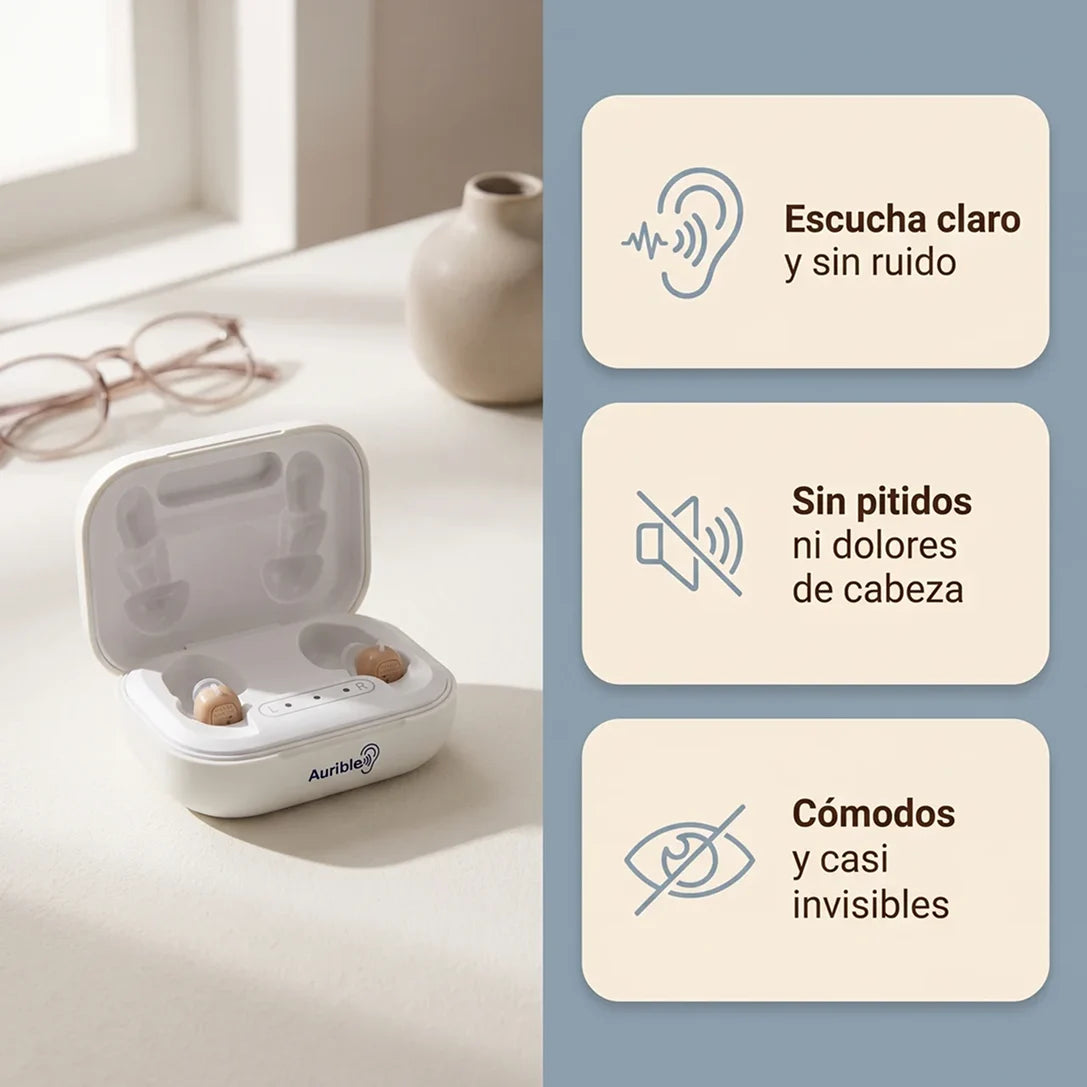 Audífonos Aurible® — Con chip DSP de procesamiento y certificación CE